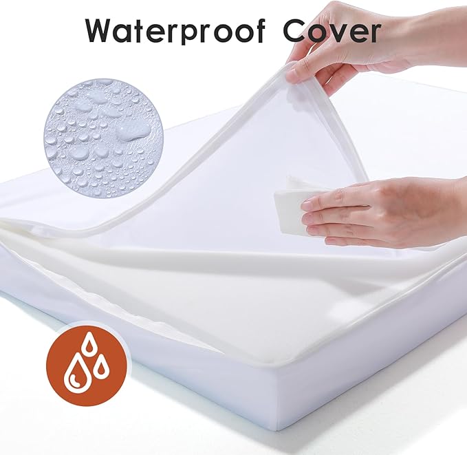 Orthopedic Memory Foam Dog Bed, Removable Washable Microsuede Cover, TPU Waterproof Liner, Nonskid Bottom, for Indoor, Outdoor, Crate ＆ Car Use, 30x20x6 Inches, Khaki