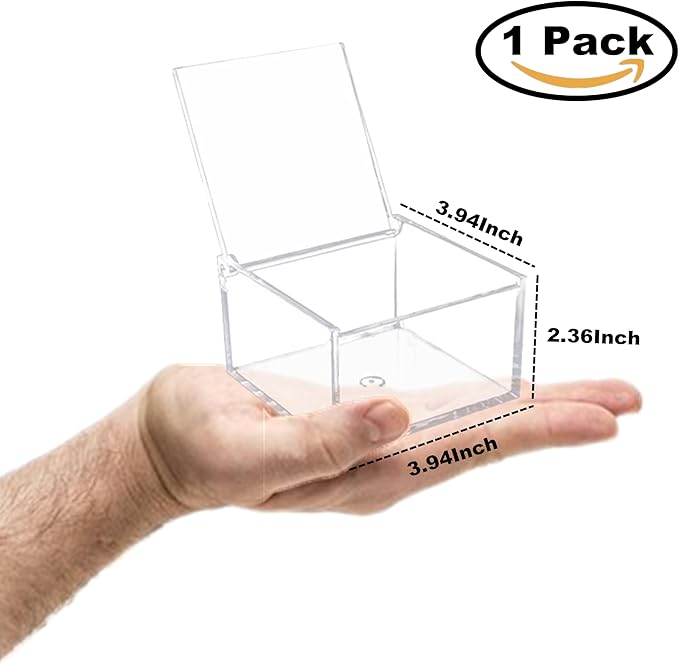 Clear Box with Hinged Lid, Countertop Acrylic Storage Box Holder Transparent Dust-Proof Mask Storage Case Container for Home Office Car, Clear