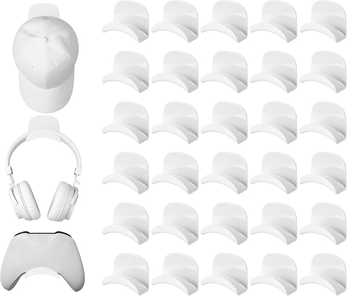 30 Pcs Headphone Hanger Wall Holder Desk Adhesive Headphone Hook Mount Strong Universal Acrylic Holder Hooks for General Purpose Game Earphone(White)