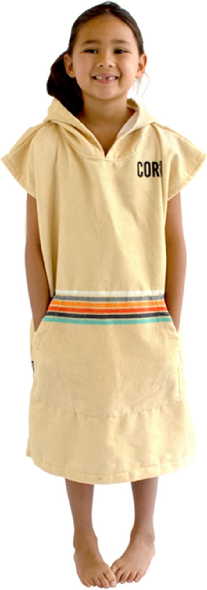 COR Surf Kids Unisex Changing Swim Poncho Towel Robe — (Retro-Sand)