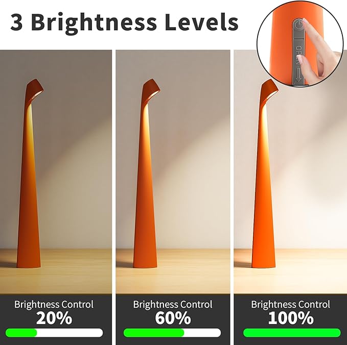 Portable Cordless LED Desk Lamp - Rechargeable Wireless Table Lamp 3-Level Brightness
