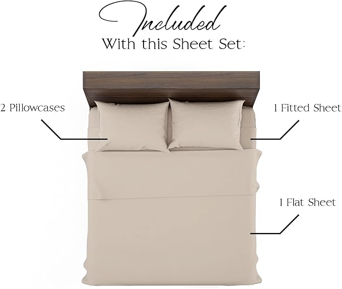 Northwest Ashford Home Essentials 4-Piece California King Sheet Set – 1500 Thread Count Microfiber Bedding – Deep Pocket Fitted Sheet – Sand Dollar Taupe
