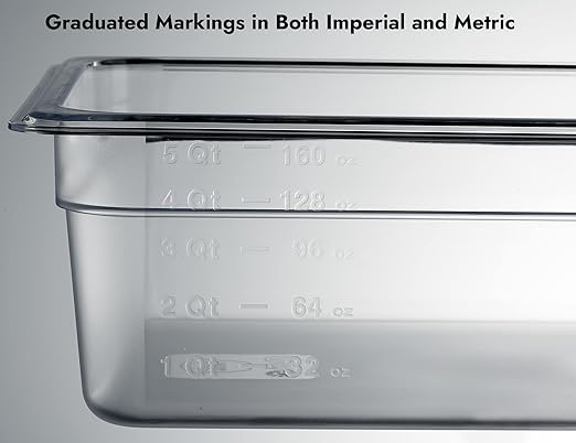 CURTA 6-Pack 1/2 Size 4" Deep NSF Polycarbonate Food Pans | Dishwasher & Freezer Safe Clear Container for Prep Tables, Buffet, Salad Bar, Commercial & Home Kitchen