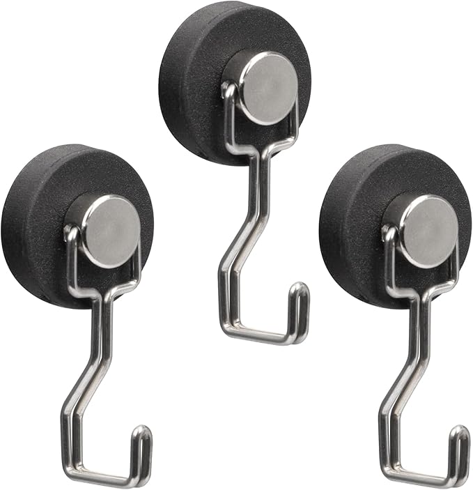 Rubber Coated Anti-Scratch Heavy Duty Magnetic Hooks, Essential for Cruise Ship Cabins & Refrigerator Hanging, Rubber Coating Anti-Corrosion, Hook Magnets for Outdoor Grill(3, Sliver)