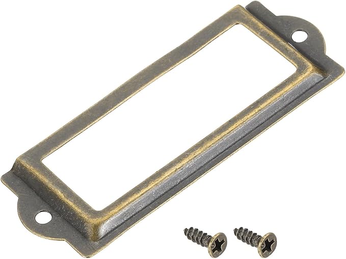 uxcell Metal Label Holders, 83x30mm 40pcs File Name Card Tag Label Holder Frame for Office Library Drawer Cabinet Shelves, Bronze Tone