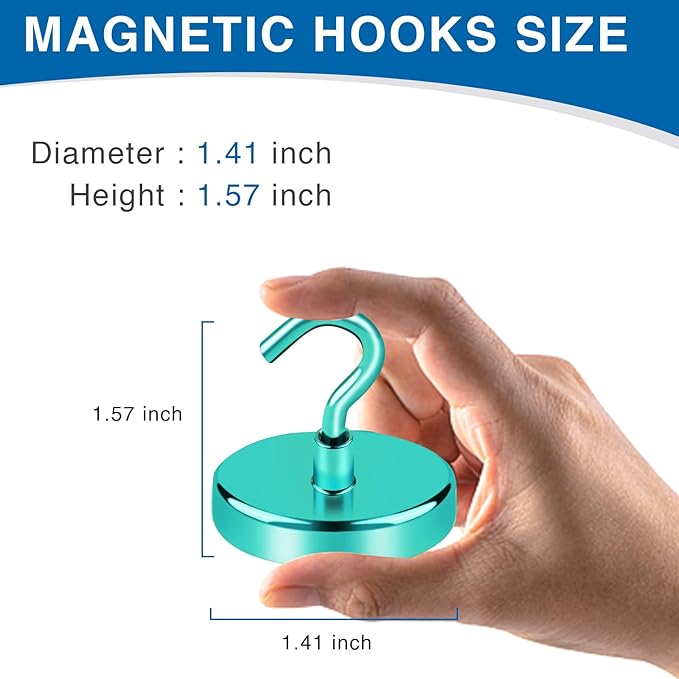 LOVIMAG Magnetic Hooks for Cruise Cabins, 170Lbs Cruise Magnets, Green Magnetic Hooks Heavy Duty for Hanging, Refrigerator, Grill-4 Pack