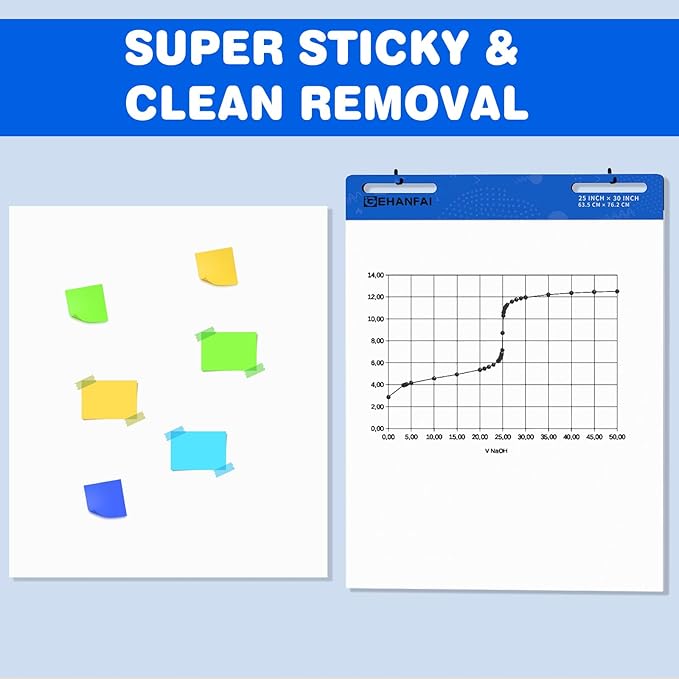 180 Sheets Sticky Easel Pad 25 x 30 Inches, White Self-stick Easel Paper Great for Virtual Teacher and Students, Flip Chart Paper for Office and Classroom, 30 Sheets/Pads, 6 Pads