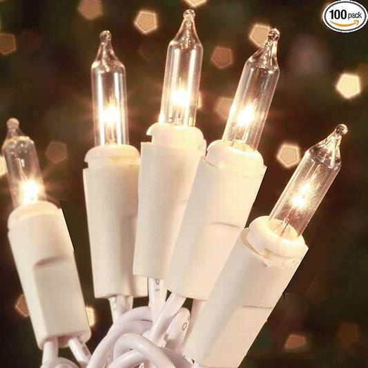HISHINY Christmas Lights 100 Count Mini Clear Lights 21ft White Wire Christmas Tree String Lights Set for Outdoor Indoor Christmas Decorations Wedding Valentines Day Decor,UL Certified (21feet)