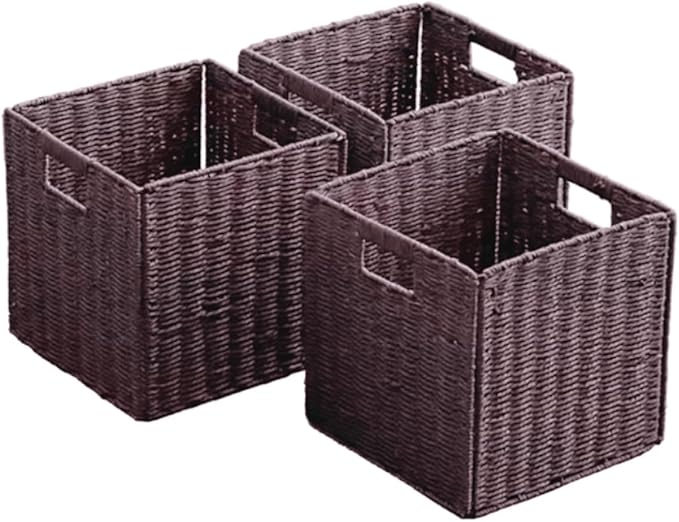 10.5x10.5'' Set of 5 Cube Storage Baskets, Natural Paper Rope Multipurpose Collapsible Organizers, Woven Laundry Totes for Laundry, Storage Cubes,Wicker Baskets Laundry Organizer Totes for Home