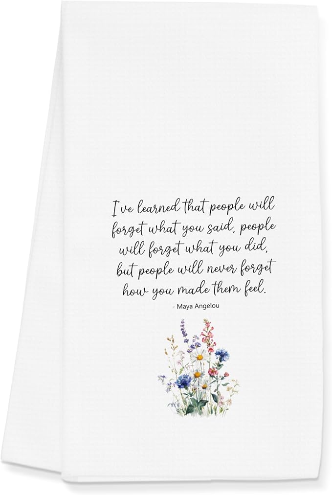 Hostess Towels Gifts for Women, Floral Inspirational Quote Towels for Kitchen Bathroom Decor (16x24 inches)