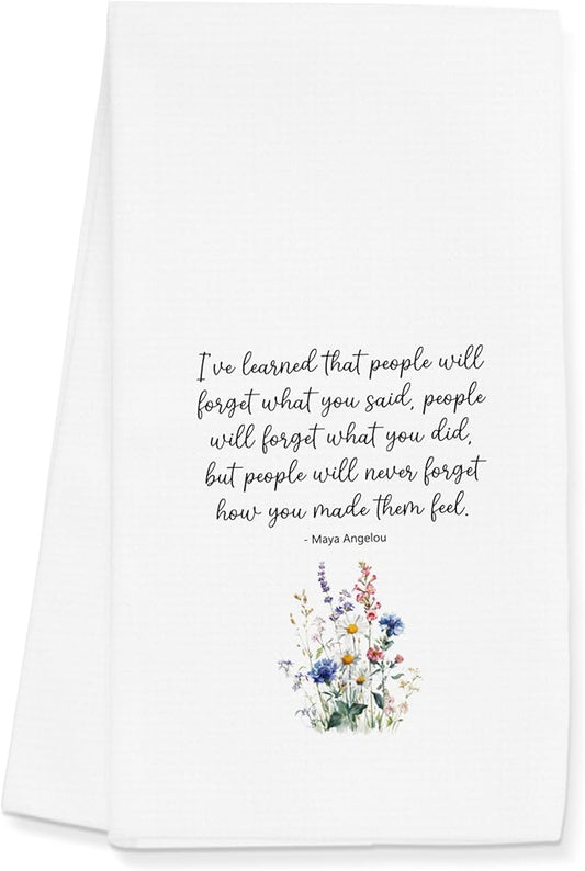 Hostess Towels Gifts for Women, Floral Inspirational Quote Towels for Kitchen Bathroom Decor (16x24 inches)