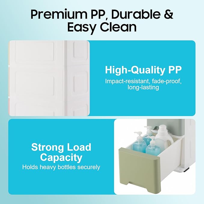 Narrow Plastic Drawers Cabinet, Multi-functional Plastic Tower Organizer with Wheels for Small Space Bathroom Bedroom Kitchen Offices Dormitory, 7 * 15 * 33in (Colorful B)