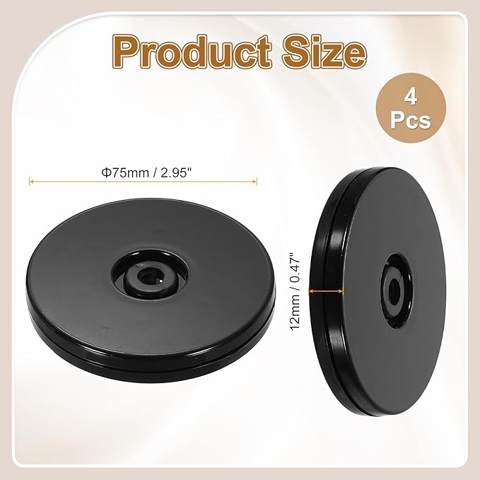 uxcell 4Pack Acrylic Lazy Susan Turntable, 3" Spinner Lazy Susan Turntable Organizer, Acrylic Ball Bearing Rotating Tray for Pantry Spice Rack Decorating, Black