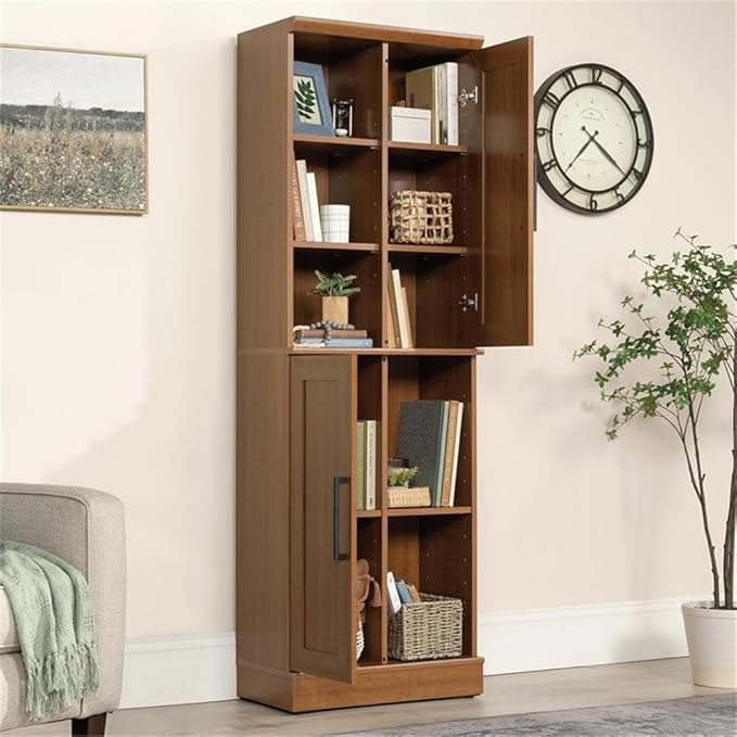 Sauder HomePlus Multi-Room Storage Cabinet with Adjustable Shelves and Door Positioning, Kitchen Laundry Pantry Storage Cabinet, in Sienna Oak Finish