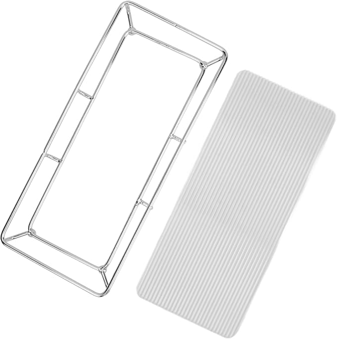 Restokki Bathroom Countertop Tray Stainless Steel Acrylic Modern Minimalist Design Storage Shelf Vanity Tray for Cosmetics Living Goods (Silver Single Layer Large Size)