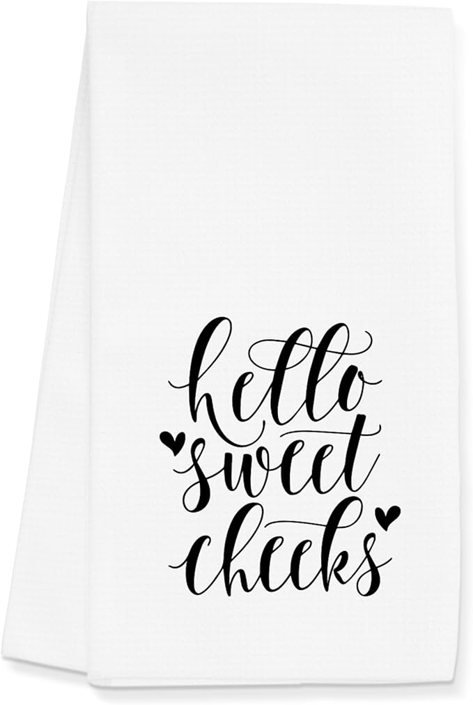 Funny Kitchen Towels Gifts, Hello Sweet Cheeks Hand Towels Decoration for Bathroom (16x24 inches)