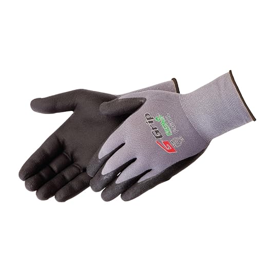 Liberty F4600 G-Grip Micro-Foam Nitrile Palm Coated Seamless Gloves with 15-Gauge Nylon Shell — Ideal for Automotive, Manufacturing, General Purpose — Gray/Black, 2X-Large (Pack of 12)