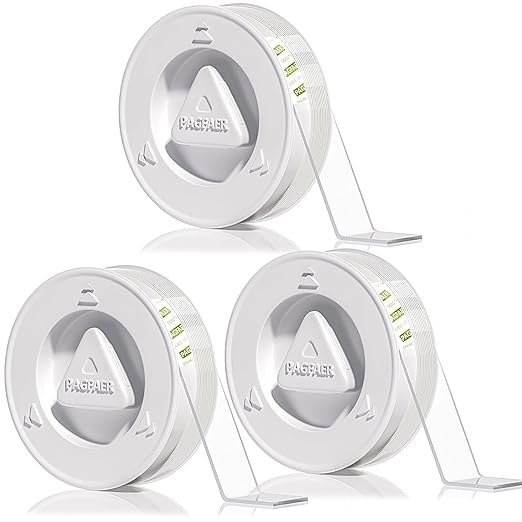 Double Sided Tape Heavy Duty, Double Sided Mounting Nano Tape 16.4FT, Clear & Tough Two Sided Adhesive Tape, Removable Picture Hanging Strips for Wall, Poster, Carpet, Home Office, 3 Pack