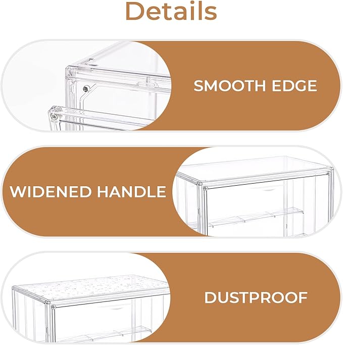 Clear Acrylic Display Case for Collectibles 3 Layer Adjustable Figure Display Box with 2 Movable Plates, Stackable Figurine Display Shelf with Magnetic Door for Action Figures, Funko (Large-1pcs)