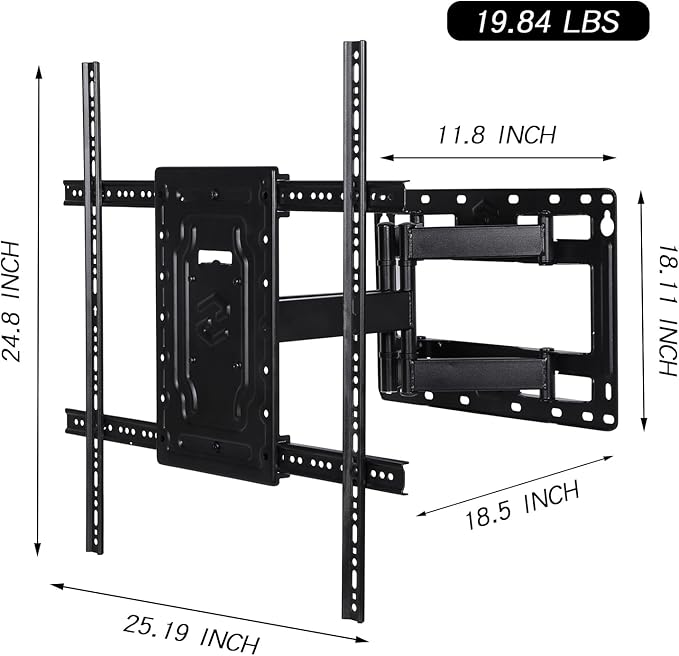 Full Motion TV Wall Mount for 32-65 Inch TVs, VESA Compatible, 100 lbs Weight Capacity, Adjustable Tilt & Swivel, Easy Centering & Quick Installation