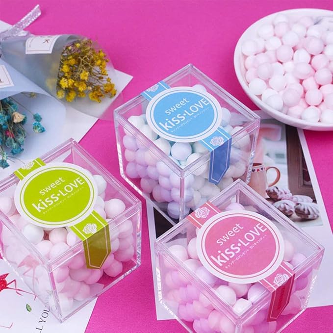 KissYou Acrylic Box With Lid 24 Pieces Small Clear Square Cube Jewelry Storage Box Wedding Party Gift Candy Boxes