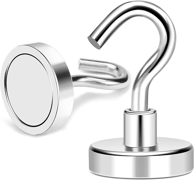 MIKEDE Magnetic Hooks, 50LB+ Heavy Duty Earth Magnets with Hook, Strong Magnets Hooks for Hanging, Cruise Ship, Magnetic Hanger Teacher Must Haves for Classroom, Cabins, Kitchen- 8 Pack