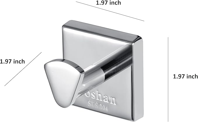 Roshan 6-Pieces Handcrafted and Hand Polished Multi Purpose Towel Rack, SUS304 Stainless Steel Rust Proof and Peel Resistant Towel Shelf, Includes 4 Handmade Hooks (6, Silver)