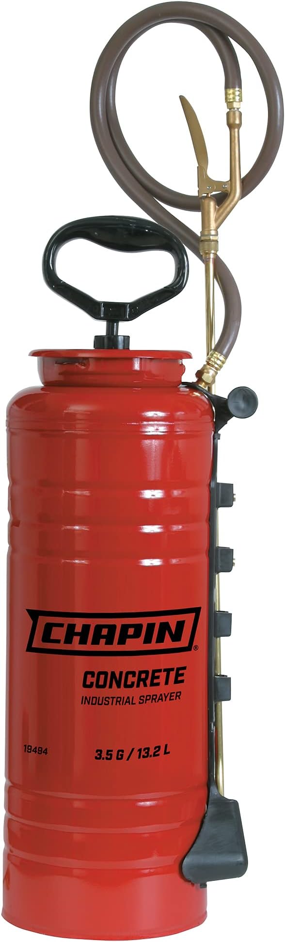 19494 Made in USA 3.5 Gallon Tri-Poxy Industrial Open Head Sprayer for Professional Concrete Applications, Form Oils, Construction with All Brass Components, 3.5 gallons, Red