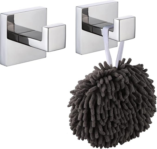 KOKOSIRI Bath Towel Hook Wall Mount Square Robe Hook Coat Hook, Bathroom Kitchen Garage Heavy Duty Wall Mounted, SUS 304 Stainless Steel, Polished Chrome, B1010CH-P2