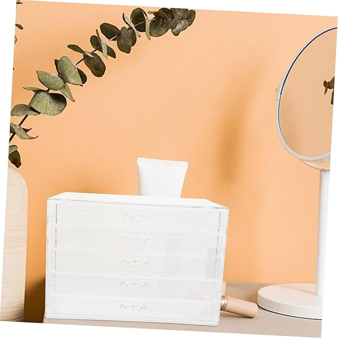 Cabilock Five Drawer Storage Box for Makeup Jewelry Organizer Acrylic Countertop Minimalist