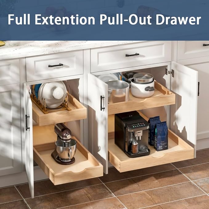 Pull Out Cabinet Drawers - 6x2 Size Options (12-23'W,18-21'D), Pre-Assembled with Soft Close Slides, Solid Beechwood, Easy Installation (16'W x 21'D)