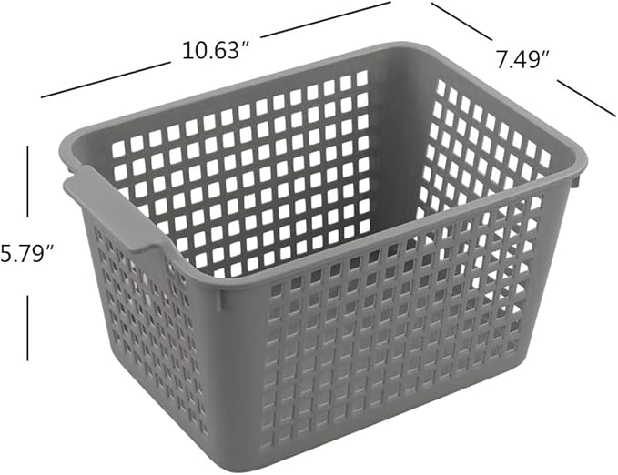 Deep Plastic Storage Basket, 6 Packs