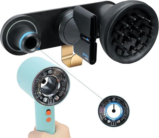 Hair Dryer Holder Wall Mount Compatible with Dyson Supersonic, Magnetic Hair Dryer Organizer Stand, HD16 Blow Dryer Storage Rack for Diffuser Wide-Tooth Comb Attachments