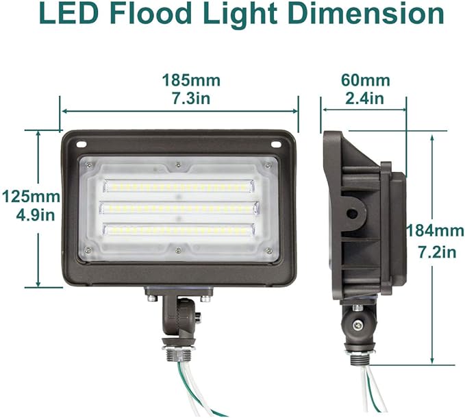 kadision LED Flood Light Outdoor 50W, 6500LM (200W HPS/MH Equiv.) 5000K Daylight, Waterproof Knuckle Mount LED Outdoor Flood Lights for Garden Porch Yard, 100-277V ETL Listed