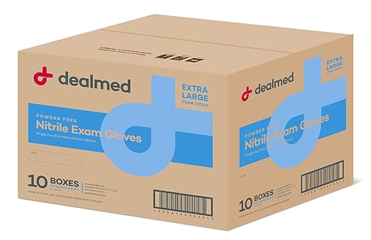Dealmed Nitrile Exam Gloves – 90 Count X-Large (Case of 10) Disposable, Non-Irritating, Latex Free, Multi-Purpose for First Aid Kit, Medical Facilities & More