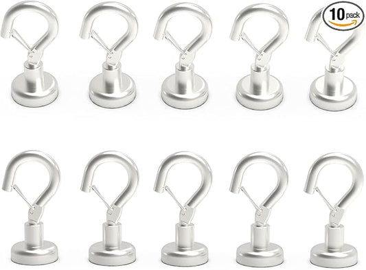 Ant Mag Magnetic Hooks Heavy Duty with Snap 22lbs Strong Magnet Hooks Great Hanging for Refrigerator, Cruise Cabin, Grill, Wreath,Kitchen,Office 10 Pack