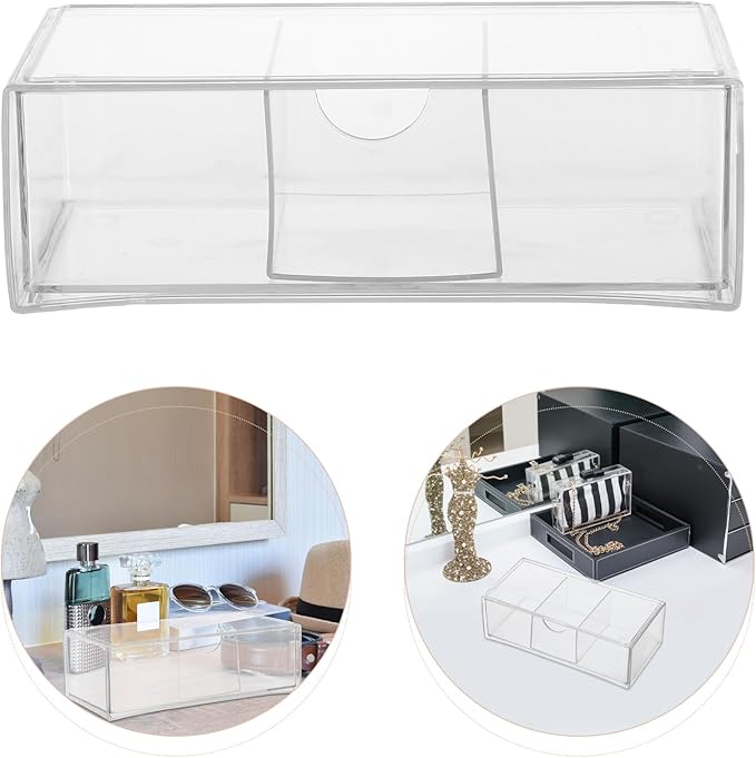 NUOBESTY Hair Accessories Organizer Acrylic Desktop Drawer Storage Box Stackable Hair Tie Headband Container for Bathroom Dressing Table Makeup Desk