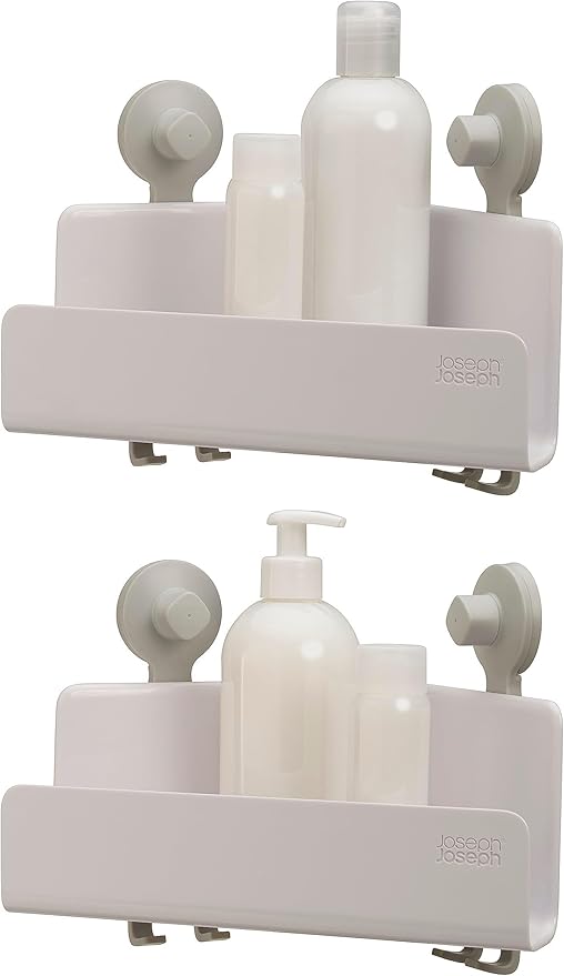 Joseph Joseph EasyStore Corner Shower Caddy, 2 Pack (no Mirror), White