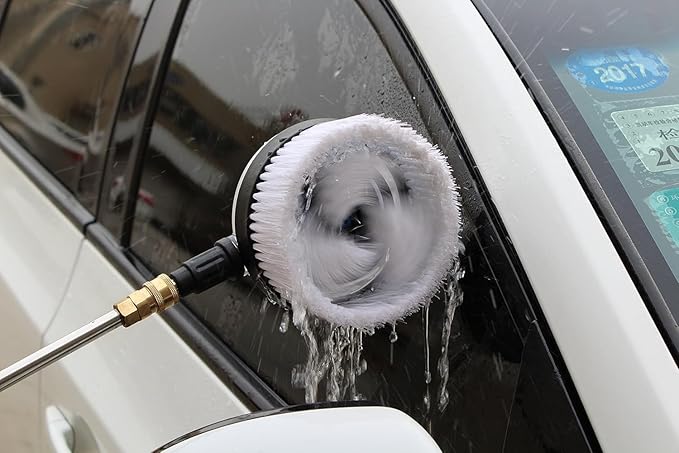 Rotary Wash Brush, 360 Degrees Fan Shaped Power Washer Attachment with 1/4 Quick Connector for High Pressure Water Gun