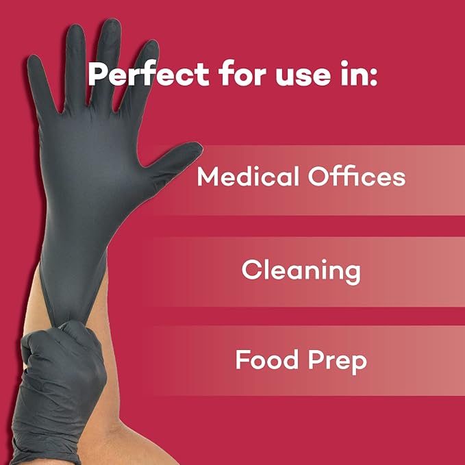 Dealmed Nitrile Exam Gloves – Disposable, Non-Irritating, Latex Free Medical Gloves, Multi-Purpose Use for First Aid and Medical Facilities, Black (Large, Case of 1000)