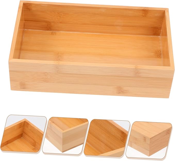 Made Bamboo Storage Organizer Compact Desktop Container for Home Items Multi-functional Khaki Bamboo Box with Simple Design Space-saving and Easy to Use