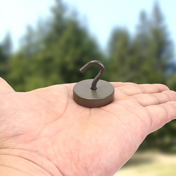 Neosmuk Magnetic Hooks Heavy Duty,100lb Super Strong Magnet with Hooks for Cruise Cabins, Large Metal Hooks for Hanging on Fridge,Extra Strong Magnet Hanger for Ship Walls, 6 Pack,Grey