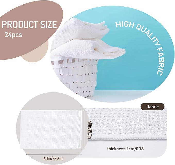YOUKE OLA 20 Pack Sublimation White Towels Waffle Weave Kitchen Towels Blanks Microfiber Dish Drying Towel for Heat Transfer 16x24 Inch