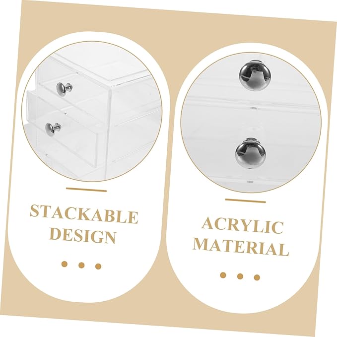 GLEAVI Clear Storage Box Organizer with Three Layers for Sundries Stackable Makeup and Jewelry Storage and Elegant Design for Hair Accessories and Skincare