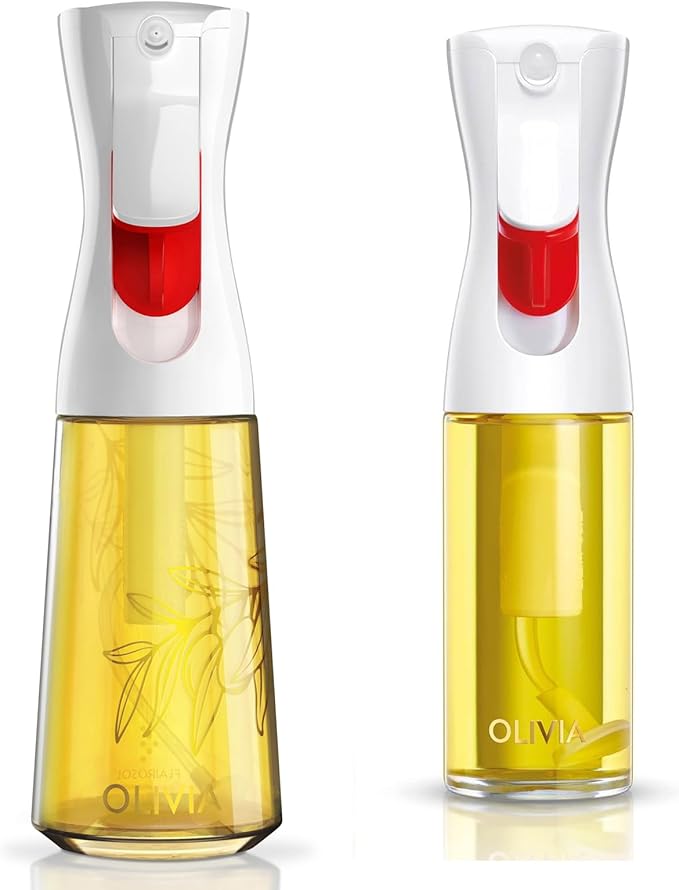 OLIVIA 130ml and 200ml Glass Oil Sprayer for Cooking, Continuous Spray with Portion Control