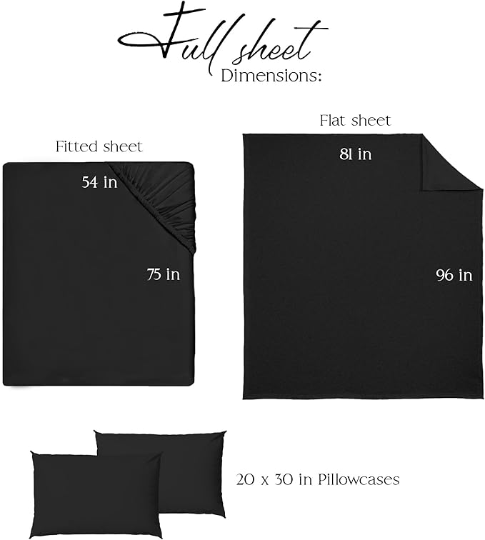 Northwest Ashford Home Essentials Bedding, 4 Piece Full Size Sheet Set, Stretch Limo Black