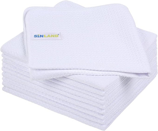 Microfiber Kitchen Towel Premium Sublimation Blank Towels Fast Drying Tea Towel Polyester Dish Towels for Drying Dishes 16 Inch X 16 Inch 10 Pack White
