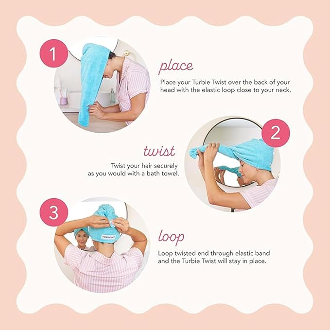 Turbie Twist 2-Pack Extra Long Microfiber Hair Towel for Beauty, Travel, Gifting - Hair Wrap Turban for Long & Thick Hair - Premium Personal Care - White & White