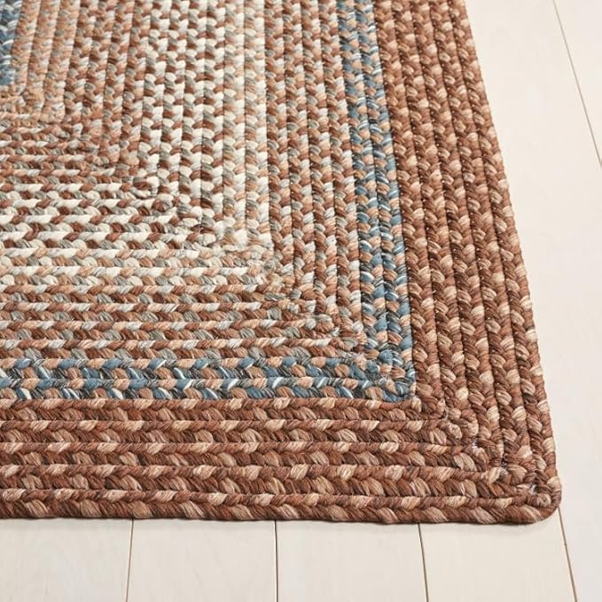 SAFAVIEH Washable Rug Outdoor Braided Collection - 3' x 5' Oval, Brown & Multi, Handmade & Reversible, Non-Shedding & Easy to Clean, Ideal for Patio, Backyard, Mudroom (BRD313A)