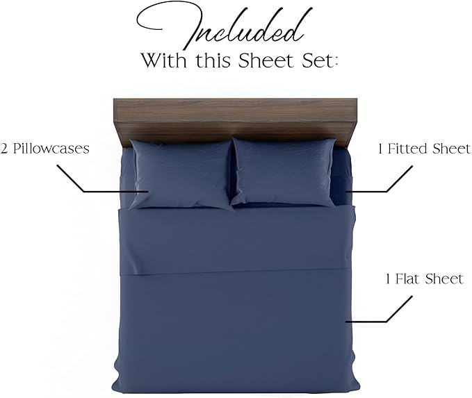 Northwest Ashford Home Essentials Bedding, 4 Piece California King Size Sheet Set, Estate Blue